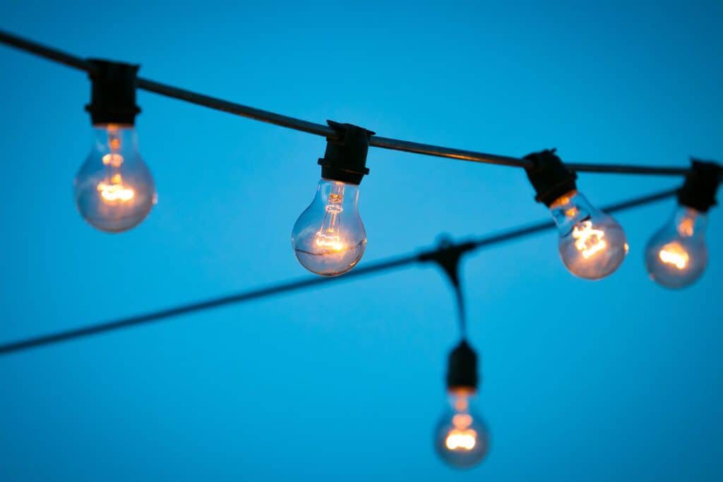 nightscape lighting against a dark blue sky