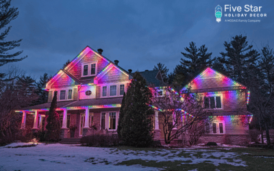 All-season permanent holiday lighting on a residential house